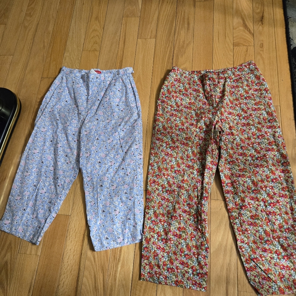 Esprit  And Limted Womens Crop Pants- Blue and Red Floral